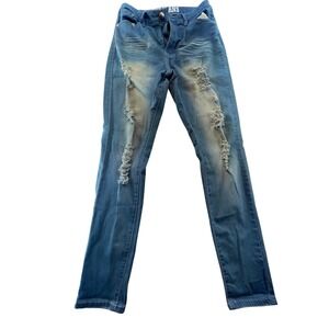 VIP Jeans Blue‎ Distressed Ripped Denim Skinny Jeans Women's Size 13/31 stretchy